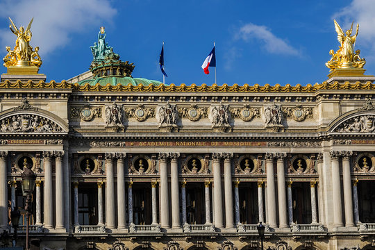 Architectural details of Opera National de Paris. Front Facade
