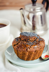 vegan muffins with carob, honey, raisins and poppy seeds, desser
