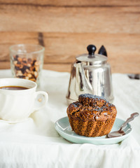 vegan muffins with carob, honey, raisins and poppy seeds, desser