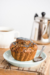 Chocolate  muffins with carob, honey, raisins and poppy seeds, d