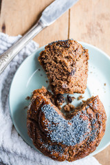 muffins with carob, honey, raisins and poppy seeds, dessert