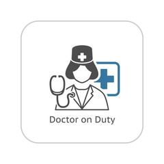 Doctor on Duty Icon. Flat Design.