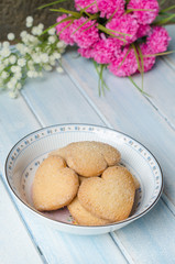 Heart-shaped butter cookies.