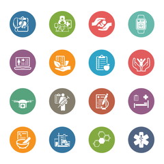 Medical and Health Care Icons Set. Flat Design.