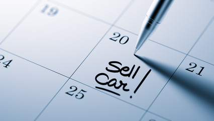 Closeup of a personal agenda setting an important date written w