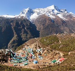 Namche Bazar and mount Kongde, Sagarmatha national park