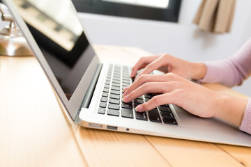 Woman use of the laptop computer