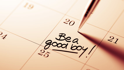 Closeup of a personal agenda setting an important date written w