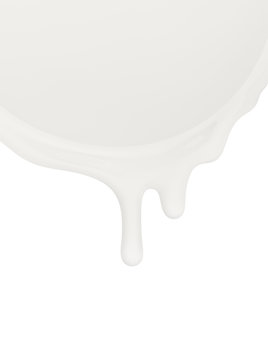 Milk or other dairy products flowing on a white background