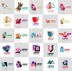 Collection of colorful abstract origami logos