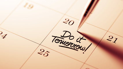 Closeup of a personal agenda setting an important date written w