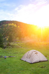 The tent is in nature.