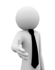 3d businessman offer hand shake illustration