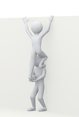 3d man helps partner illustration