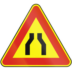 Road sign used in Slovakia - Road narrows from both sides (as a temporary sign)