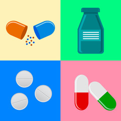 Medical icons on colorful  background