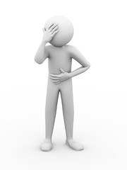 3d sick man having pain illustration