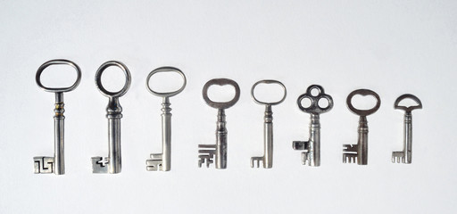 Eight Antique Pipe Keys from my own collection probably for padlocks, Draws or Cupboards.
