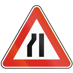 Road sign used in Slovakia - Road narrows from the left