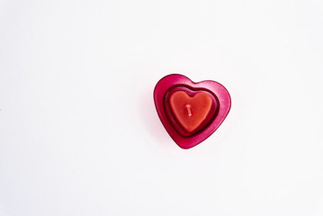 heart red candle isolated on white background, valentine greetin