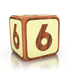 number six wooden blocks. 3d illustration isolated 