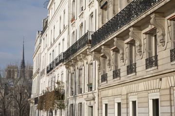 St Louis Island with Notre Dame Cathedral in the background, Paris