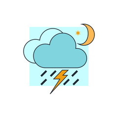lightning rain cloud moon meteo icon