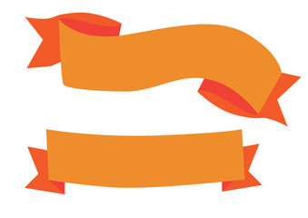 Set of orange banners, ribbons