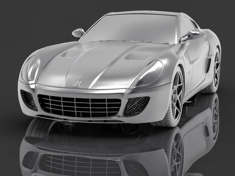 3D Silver Sport Car