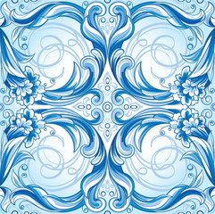 Fototapeta na wymiar Vector seamless blue floral pattern