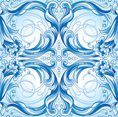 Vector seamless blue floral pattern