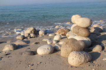 Beautiful white stones on the seacoast