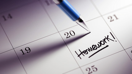 Closeup of a personal agenda setting an important date written w