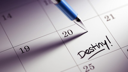 Closeup of a personal agenda setting an important date written w