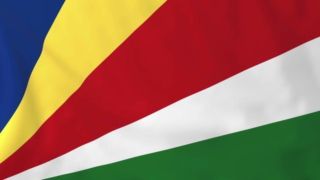 Flag of Seychelles, slow motion waving. Rendered using official design and colors.