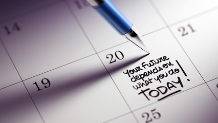 Closeup of a personal agenda setting an important date written w