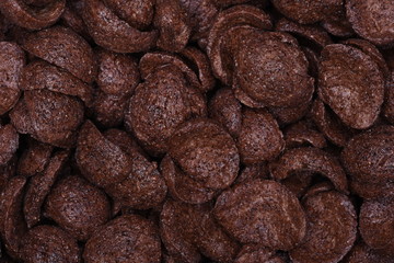 Close up of chocolate corn flakes background