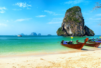 Tropical beach of Thailand coast travel background