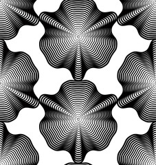 Fototapeta na wymiar Geometric monochrome stripy seamless pattern, black and white vector