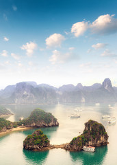 Beautiful landscape of Halong Bay in Vietnam South Asian sea. Popular travel destination - 99870572