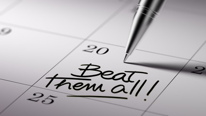 Closeup of a personal agenda setting an important date written w