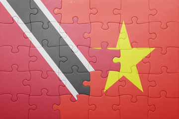 puzzle with the national flag of trinidad and tobago and vietnam
