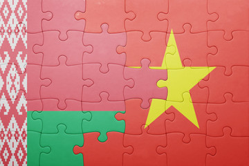 puzzle with the national flag of belarus and vietnam