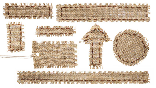 Burlap Fabric Tag Label, Hessian Cloth Patch Ribbon, White