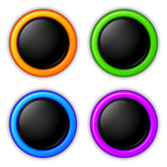 Round button. Vector sticker