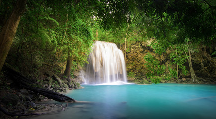 Waterfall in jungle rainforest