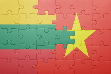 puzzle with the national flag of lithuania and vietnam