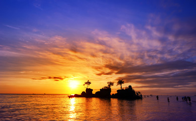 Bali island in Indonesia at sunset with beautiful sky, popular travel destination in Asia