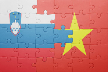 puzzle with the national flag of slovenia and vietnam