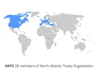 Fototapeta na wymiar NATO member countries in vector world map